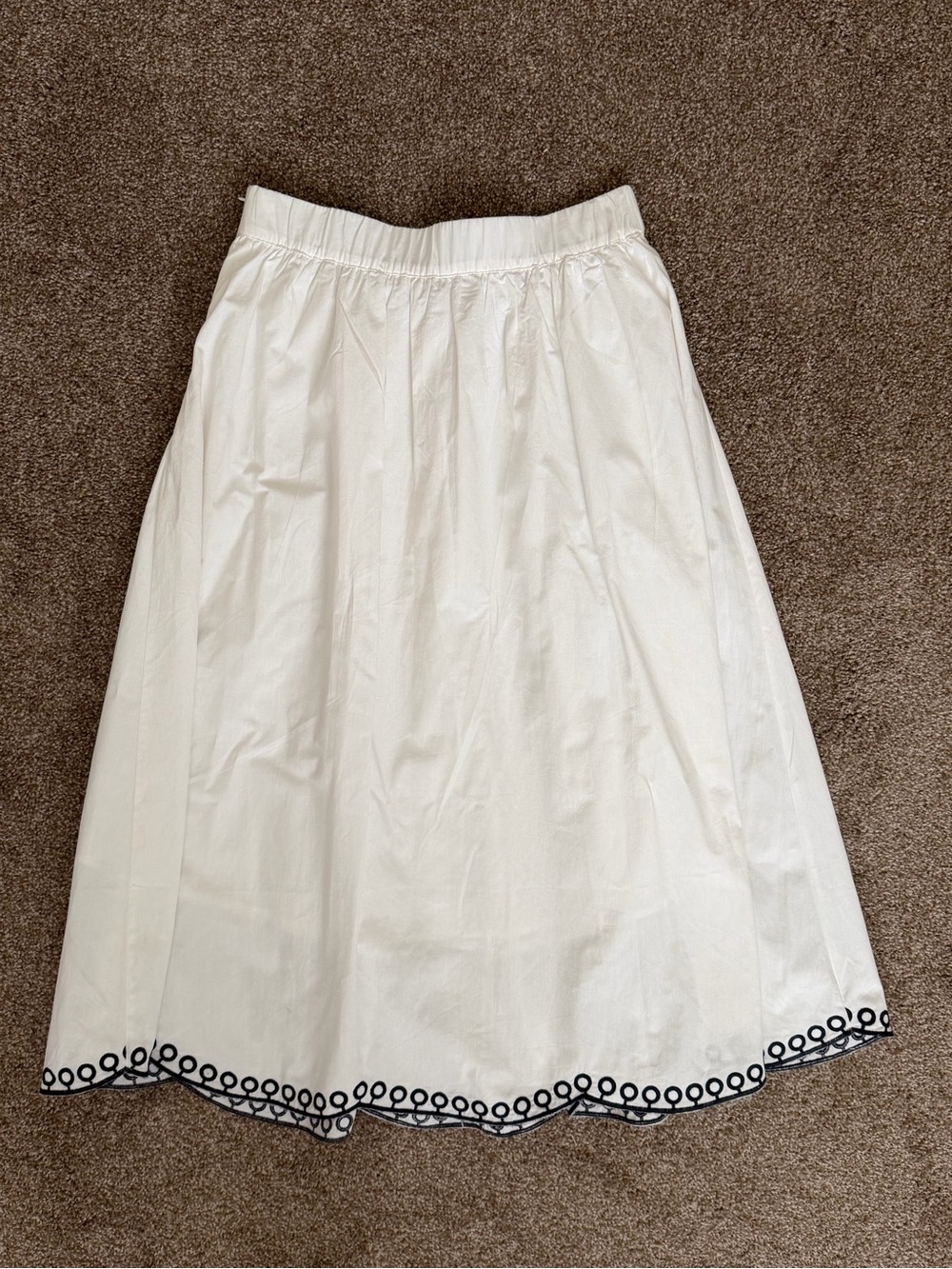 French Connection White Midi Skirt with Navy Trim - Picture 9 of 12